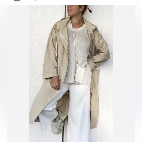 Zara hooded oversized trench coat NWOT